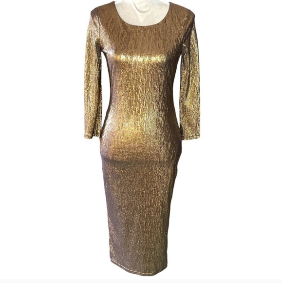 XOXO Bronze Midi Dress Christmas New years - Picture 2 of 7